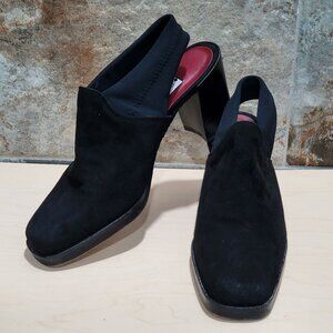 Donald J Pliner Black Suede Slingback Mules Sandals Block Heel 6.5